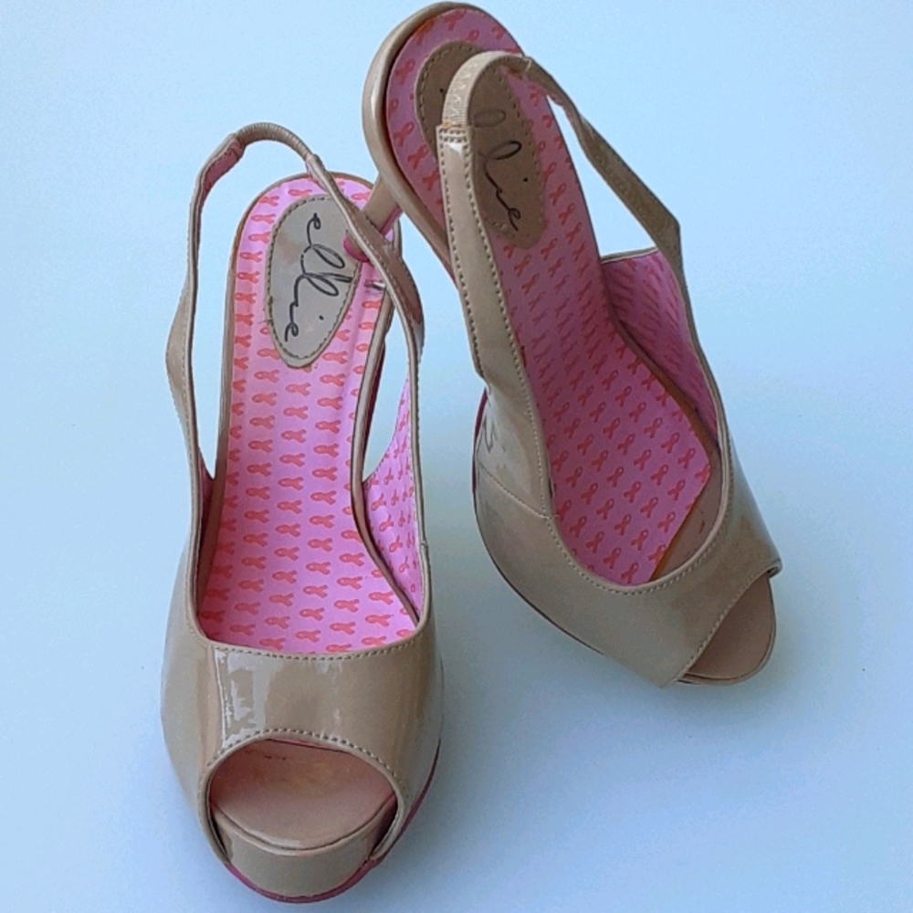 Nude patent slingbacks size 7